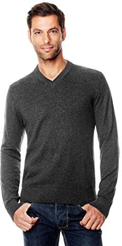 Vincenzo Boretti Jersey de Invierno para Hombre, de Tejido de Punto clásico con Cuello de Pico, Ajuste Entallado