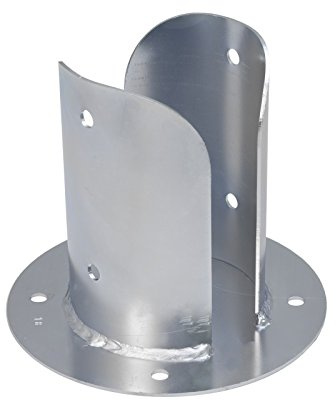 GRUNDLINE - Stützenfuß Pfostenträger Pfostenanker, mit runder Basis, aus Stahl, aufschraubhülse - PSPOD, 122x210x180 mm - verzinktes Silber - für Zäune, Unterstände, Carports, Pergolen, Gartenlauben