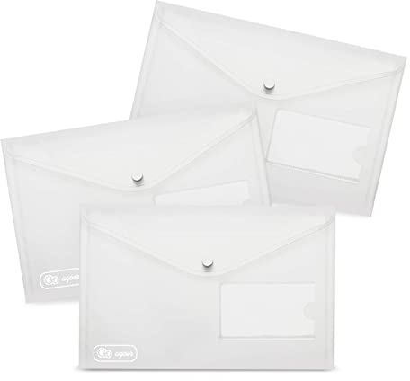 Dokumentenmappe A5, transparent, 24 Dokumentenordner mit Druckknopf und Visitenkartenhalter für die Organisation der Arbeitsmappe zu Hause der Schule