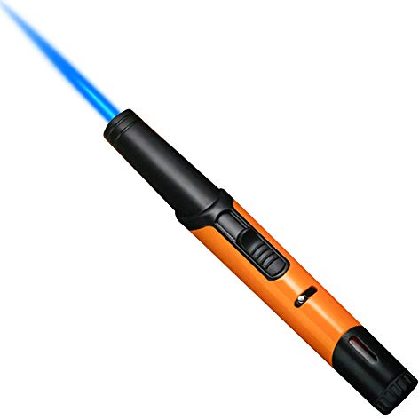 Navpeak Jet Flame Fire Torch Lighter Long Gas Butane Refillable, Multipurpose for Candle BBQ Grill Fireplace Stove Barbecue(Butane not included) (Orange)