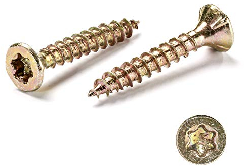 INNONEXXT Tornillos para tableros de aglomerado de primera | 3,0x20mm 500 Pcs.| tornillos madera, Tornillos multiuso, Tornillo universal, cabeza Torx, punta cortada, zincados en amarillo