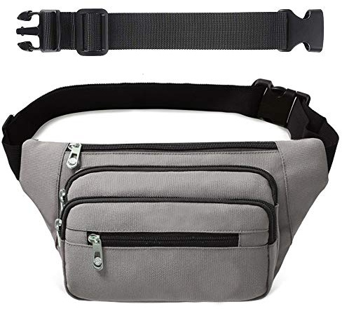 Hopedas Bauchtasche Gürteltasche Hüfttasche für Damen und Herren Hüfttasche Reisen Yoga Fitnessstudio für Outdoor Workout Sport und Reisen Laufen Grau