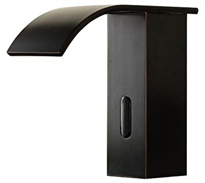 Robinet Automatique avec Capteur Infrarouge Noir Robinet Mitigeur Lavabo Cascade Eau Froide et Chaude Robinet Infrarouge pour Lave Main