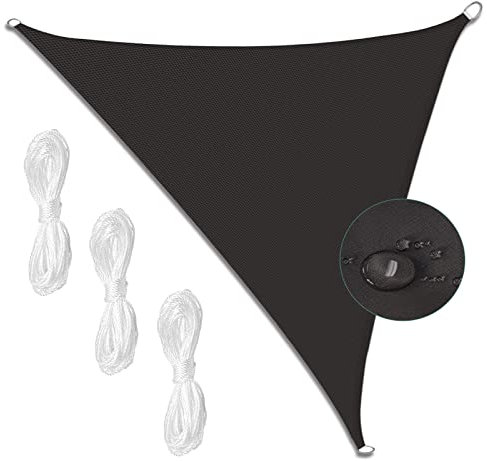 MEEYI Ombreggiante Triangolare 4x4x4m Tende a Vela Tenda A Vela per Giardino Balcone Terrazza Protezioni Raggi UV Impermeabile 98% Traspirante per Verande Cortile Camper con Corda Nero