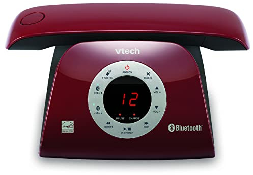 VTECH VS122-16 Retro-Design Cordless Phone: Bluetooth Connect to Cell, Call Blocker, Answering System, Full-Duplex Speakerphone