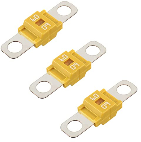BOJACK AMI/Midi 60A High Current Fuse - Bolt-on Fuse 60 Amp for Cars, Trucks, Construction Vehicles, Buses, Caravans (Pack of 3)