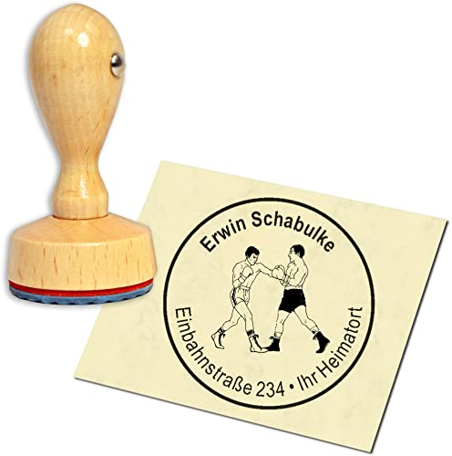 Stamp Address Stamp Wooden Stamp - Boxes - Round Diameter 40 mm Personalised as Company Stamp Name Stamp Office