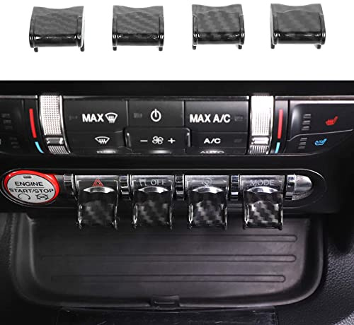 Jimen Compatible with Ford Mustang 2015-2020, Center Console Dashboard Button Switch Cover Trim (Carbon Fiber)
