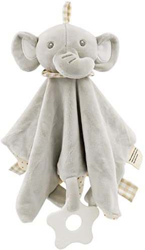 FenFang Baby Comforters Newborn, Elephant Soft Tag Comforting Blanket, Baby Cuddly Toys 0 6 12 Months, New Baby Boy & Girl Gifts, Comfort Blanket with Teecher Security Blankets Sleeping Toy (Grey)