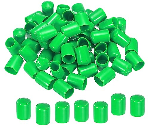 sourcing map 100pcs 15mm Rubber End Caps Cover PVC Vinyl Screw Thread Protector Round Wire Shelf Caps for Screw Bolt Pipe Fence Post, Green