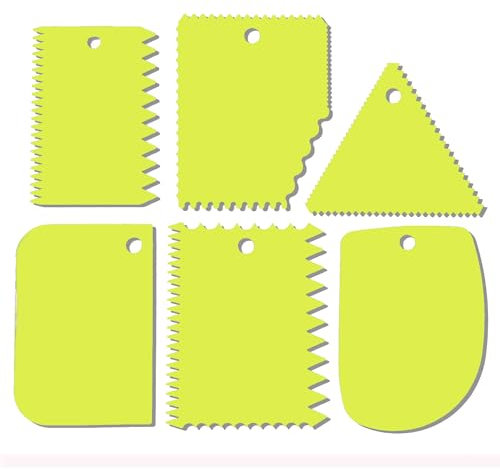 Cake Scraper, Cake Smoother Scraper Set, Dough Scraper Icing Scraper Polisher Tool, Cake Decorating Comb, Icing Smoother Plastic Sawtooth Cake Icing Kitchen Baking Cake Edge (Green)
