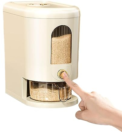 Automatic Rice Dispenser, 10kg Rice Holder Bucket, Moisture Proof Sealed Rice Container, Large Countertop Grain Storage Container, Dry Food Dispenser Storage Container for Flour, Beans
