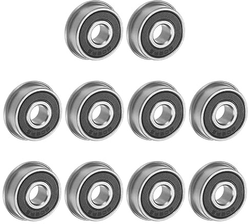QUARKZMAN 10 Stück F606-2RS Flanschkugellager 6x17x6mm Rillenkugellager Doppelsiegel Chrom Stahl Flansch Lager für DIY, Werkzeugmaschinen, 3D Drucker