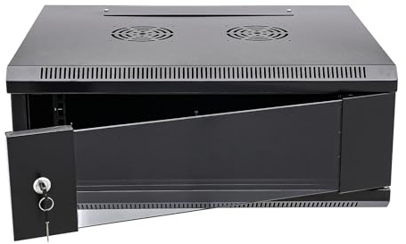 LIYUANJUN 4U Wall Mount Server Cabinet, Server Cabinet Rack Enclosure with Glass Front Panel and Door Keys for Routers/Optical Modems/Switches/Hard Disk Recorders, 23.6 * 17.7 * 9.4Inch