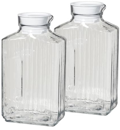 Anchor Hocking 2 Quart Bistro Pitcher with Lid, Pack of Two