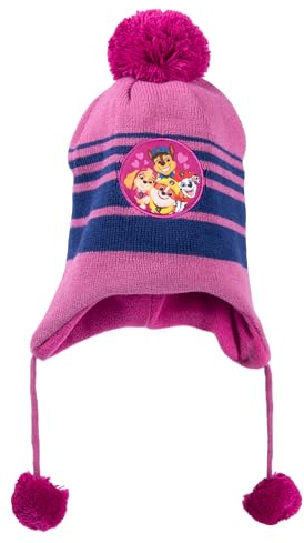 Paw Patrol Strickmütze für Mädchen - Kinder Wintermütze mit Bommel Mütze Pink/Blau