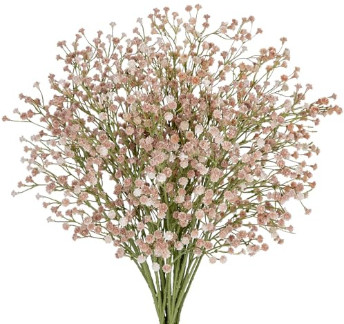 Briful 10 Stück Künstliches Schleierkraut Kunstblumen Wie Echt Gypsophila Blumenstrauß Dekorative Künstliches Blumen für Blumengesteck Hochzeit Party Dekoration