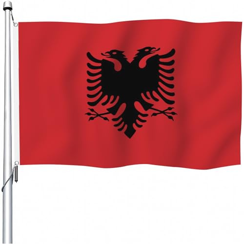 Aoihrraan Bandiere Nazionali Albanesi 150x250cm Doppia Faccia Bandiere Nazionali Albanesi Per Le Celebrazioni All'Aperto Bandiere Decor Partito Portico Giardino Domestico Con 2 Robusti Grommets