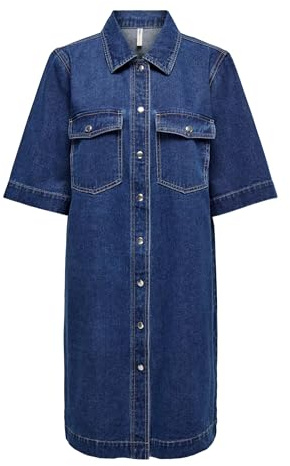 ONLY Dam jeansklänning ONLBELLE kort klänning, Mörkblå denim, XL