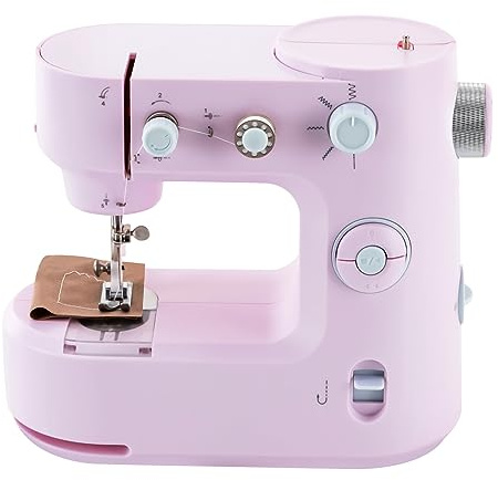 Máquina de coser Máquina de coser para principiantes eléctrica máquina portátil de dos modos pequeñas máquinas de coser con iluminación LED,Adecuado para el hogar, fábrica o tienda(rosa)