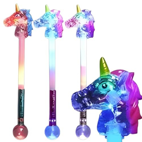 SDMAX Unicorn Wand Toy With LED Light, Radiant And Whimsical Design, Indoor And Outdoor Delight, Multicolour, Radiant Glow, Vibrant Colour, Lightweight, Best Gift For Kids (2PCS)