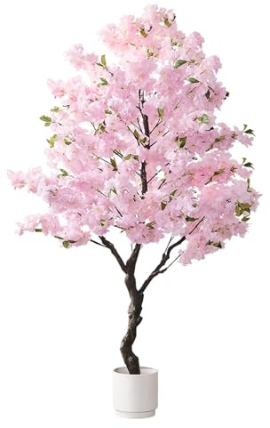 Piante Finte da Interno Albero del Fiore di Ciliegia Delle Piante Artificiali, Albero Finto per Patio/ Portico/ Asilo, Albero Artificiale con Cesto Fioriera per L'arredamento Della Casa(Pink,110cm(43