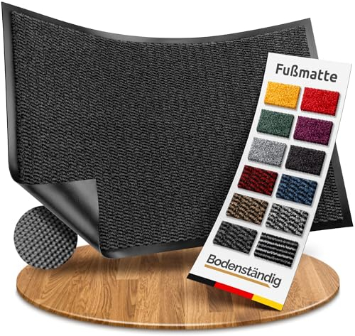 Bodenständig® Saubere Schuhe Dank saugstarkem Stoff (robust) perfekte Größe Anthrazit in 40x60cm - Fußmatte innen, Fussmatte innen - Schmutzfangmatte für innen Türmatte