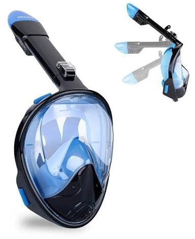 TRgqify-KM Tauchmaske for Erwachsene, UV-Schutz, Schnorchelmaske, beschlagfrei, atmungsaktiv, klare Sicht, Schwimmausrüstung(Blue Black,Xs)