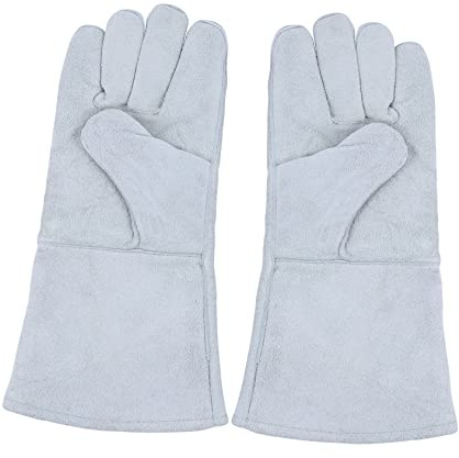 WOONEKY Guantes De Piel De Vaca Resistentes Al Calor Certificados, Guantes De Soldadura Unisex, Tamaño Alargado Para Trabajo Industrial, Protección Térmica Para Exteriores,