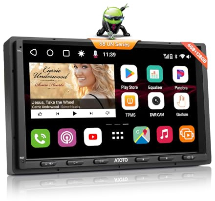 ATOTO S8 7 QLED 6G+128G Android Autoradio 2 DIN Auto-Navigation, Wireless CarPlay & Android Auto, Eingebautes 4G, WiFi/BT/USB Tethering, 2 Bluetooth mit aptX HD, Verstärker 4×49W, DSP,LRV,S8G2A79UN