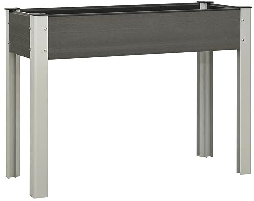 ShGaxin Garten-Hochbeet 100x40x75 cm WPC Grau, Palettenrahmen, Hochteich, Gemüsebeet, Kräuterregal Balkon, Blumenbeet, Kräuterspirale, Tomatenbeet, Pflanzhochbeet - 149011
