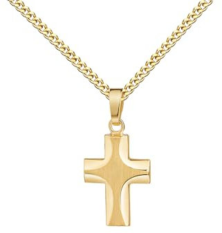 JEVELION 585 Gold kleiner Kreuzanhänger Goldkreuz für Damen und Kinder Kettenanhänger 14 Karat Gelbgold