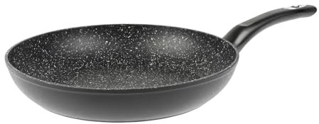 Crealys 529425 Padella Gamma Granity Ø 30 cm in alluminio forgiato nero - Rivestimento interno effetto pietra antiaderente senza PFOA - tutti i piani cottura inclusa induzione