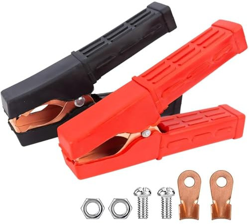 IKOPFLN 2 Pezzi Pinze per cavi batteria, Clip Coccodrillo in Rame, Morsetto Batteria Auto, per cavi batteria auto, cavi auto batteria, cavi per batteria auto