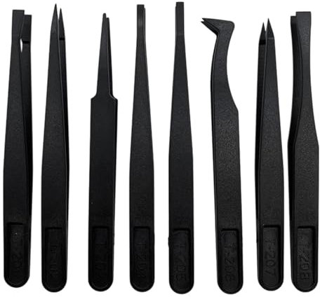 Juego de 8 pinzas de plástico, pinzas de plástico antiestáticas, versátiles y prácticas, pinzas de precisión para fabricación de joyas electrónicas, reparaciones de computadoras y teléfonos móviles