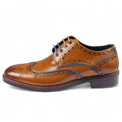 Klassiska finskor i brun brogue-läder, herr – Simon, Brun, 43.5 EU