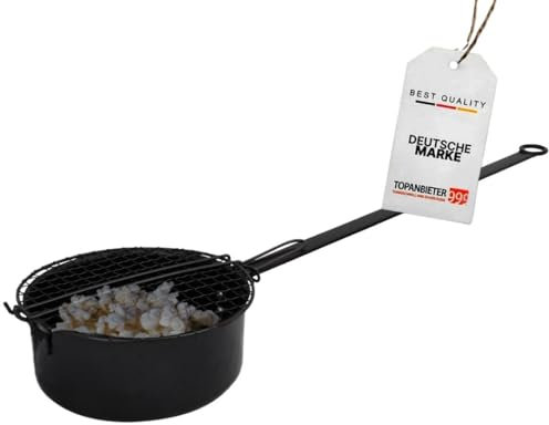 Popcornpfanne Popcorn-Pfanne für Lagerfeuer & Grill/Popcorn Maker mit langem Griff & Gitterdeckel Perfekt für Camping/Popcornmaschine Popcornmaker