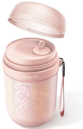 IDEERFIT Tablettenbox 7 Tage Pillendose [Lichtgeschützt] [Trockensicher] [7 Fächer] [Luftdicht] Medikamentenbox Tabletten Pill Organizer Perfekt für unterwegs, im Büro oder auf Reisen, Groß (Rosa)