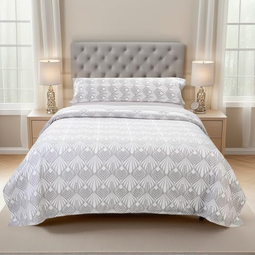 Juego de Sábanas Pirineo Termica - 3 Piezas para Cama 90 -Sábanas Polar para Invierno Cama Individual -Bajera Ajustable 90x190/200+30cm, Encimera 160x270cm y una Funda Almohada 45x100cm -Conchas