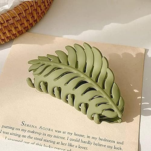 Grüne Haarspangen, 8,9 cm, rutschfest, blattförmig, viele Zähne, grüne Haarklammer, Haarspangen, Haarschmuck für Damen, langes, dünnes, dickes Haar