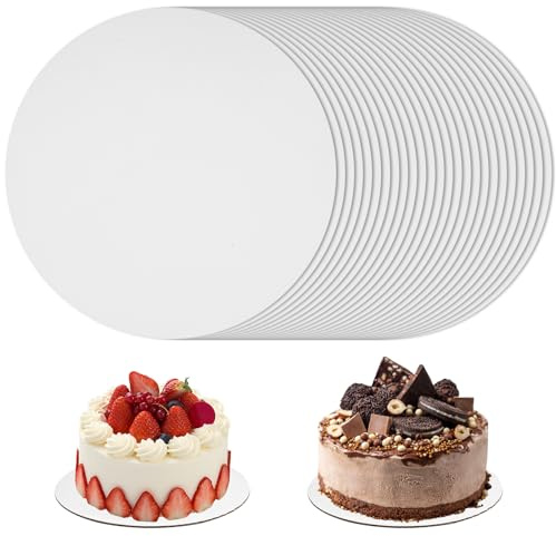 25 Pièces Cake Board Set ø 15 cm/6 inch, 3mm Support Gateau Rond, Planches à Gâteau Rondes Blanches, Plateau Gateau Rond en Carton, Plat Antiglisse pour Cuisson Tarte, Présentation Pâtisserie