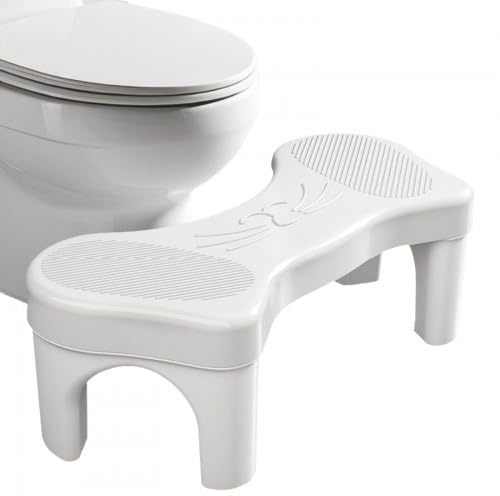 Rieoany Marche Pied Toilette pour Adultes, Tabouret Toilette Ergonomique, pour Un Confort de Défécation, 40x20x13.4cm (Blanc)