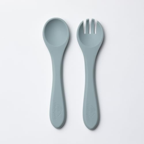 kindsgard Couverts pour bébé en silicone – Ensemble fourchette et cuillère « silaet » ou lot de 2 « sililske », sans BPA, doux, certifié LFGB, passe au lave-vaisselle, ergonomique, en 6 couleurs