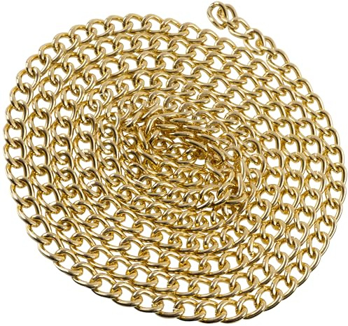 Aerzetix - Catena Decorativa in Metallo Dorato 2m | Maglie 10x13.8mm | Fai da Te | Tracolla Borsa | Progetti di Decorazione d'interni | Moda e Cucito