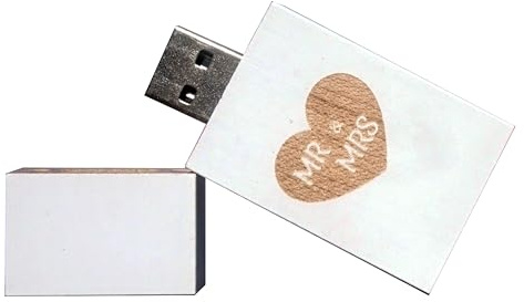 Desuerte 16GB Weißer USB-Stick mit Mr & Mrs Laser Gravur - Schönes Hochzeitsgeschenk für Brautpaar, Frischvermählte
