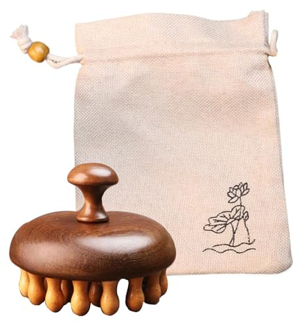 Masseur en bois pour cuir chevelu - brosse de thérapie de santal, outil de soins capillaires multifonctionnel | Pbiteur de massage de la tête portable, st