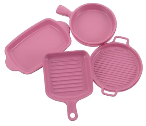 Toyvian Miniature Dollhouse Kitchen Accessories Mini Plates and Steak Dish Models in Rose Red for DIY Craft Kitchen Playset Detailed Tableware Decor for Dollhouse Baking and Dining Scenes