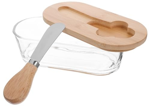 Alipis Caja para Conservar Queso con Tapa Recipiente para Almacenar Mantequilla Bandeja para Mantequilla Mostrador de Cocina Transparente