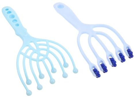 PLAFOPE 2 pièces Masseur de Chevelu Massage à Griffes Bleu Brosse Manuelle Relaxante pour Tête Soulagement de Tension et Stimulation Circulation Usage Domestique