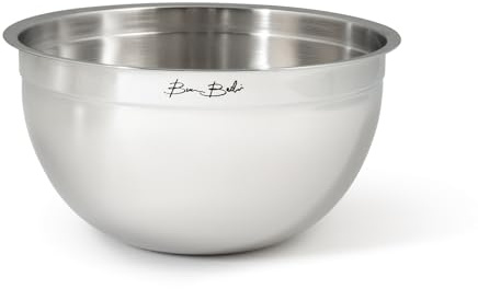 H&H by Bruno Barbieri – Bowl in Acciaio Inox 18/10 Ø20 cm, Ciotola da Cucina per Uso Domestico, Ideale per Mescolare, Impastare e Servire, Lavabile in Lavastoviglie